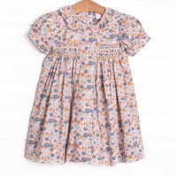 Holiday Harvest Smocked Dress, Brown