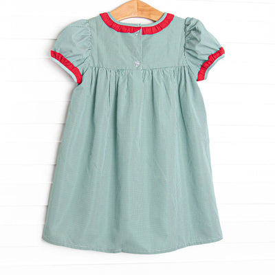 Christmas Keepsake Embroidered Dress, Green