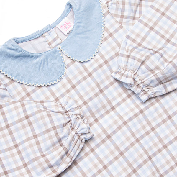 Family Favorites Collared Bubble, Blue Plaid