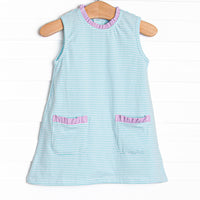 Grace Pocket Dress, Purple and Aqua Stripe