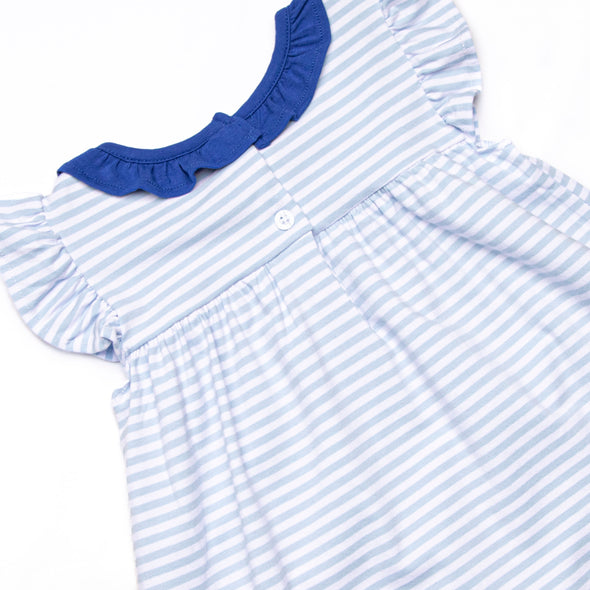 Leighton Flutter Sleeve Dress, Royal and Light Blue Stripe