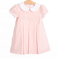 Manger Miracle Embroidered Dress, Pink