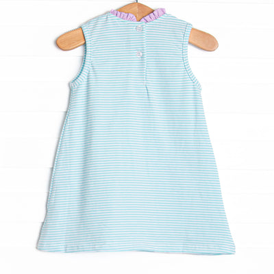 Grace Pocket Dress, Purple and Aqua Stripe