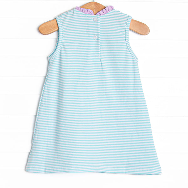 Grace Pocket Dress, Purple and Aqua Stripe