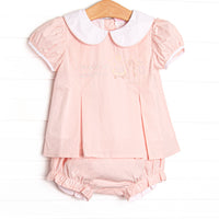 Manger Miracle Embroidered Diaper Set, Pink