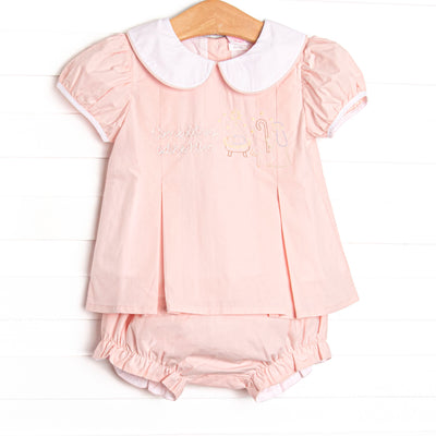 Manger Miracle Embroidered Diaper Set, Pink