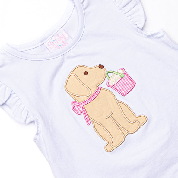 Pups and Pails Applique Ruffle Short Set, Pink
