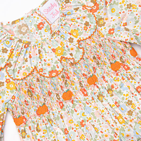 Pumpkin Bed Blooms Smocked Bubble, Pink