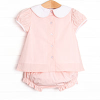 Manger Miracle Embroidered Diaper Set, Pink
