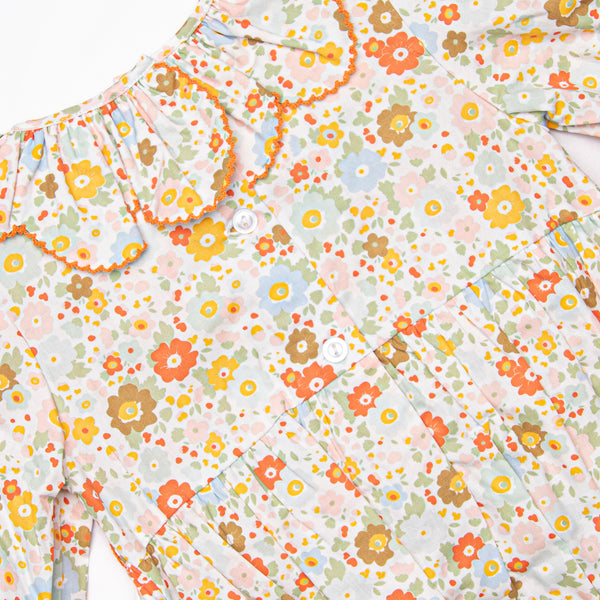 Pumpkin Bed Blooms Smocked Bubble, Pink