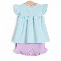 Grace Short Set, Purple and Aqua Stripe