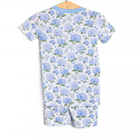Hydrangea Blooms Bamboo Pajama Short Set, Blue