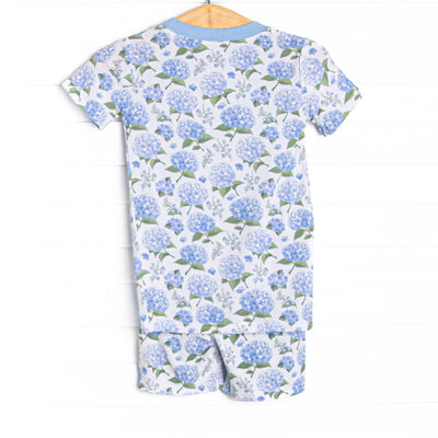 Hydrangea Blooms Bamboo Pajama Short Set, Blue