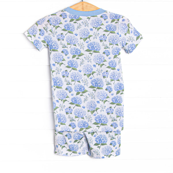 Hydrangea Blooms Bamboo Pajama Short Set, Blue