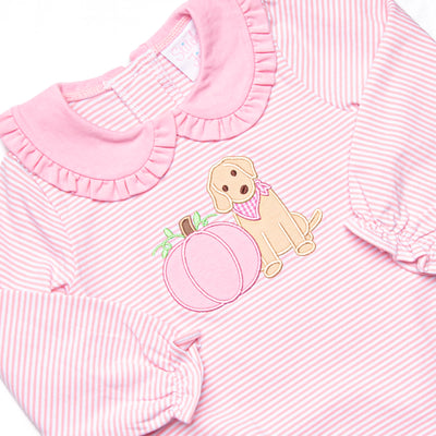 Pumpkin Pup Applique Bubble, Pink