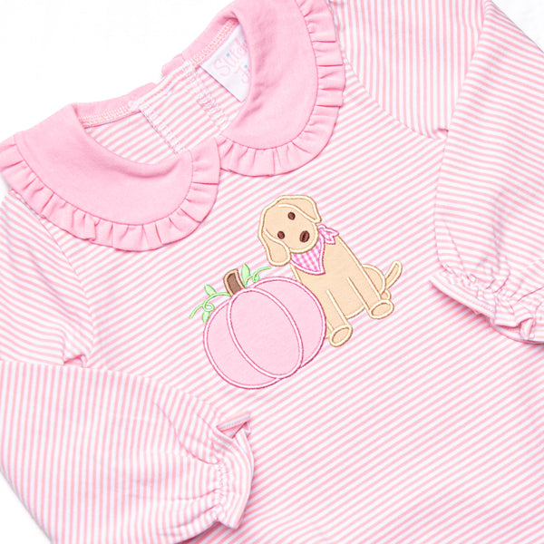 Pumpkin Pup Applique Bubble, Pink