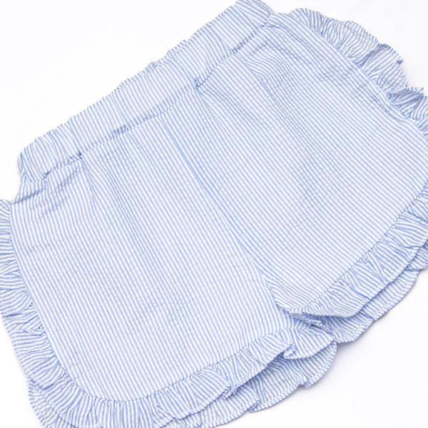 Ava Short Set, Blue Seersucker