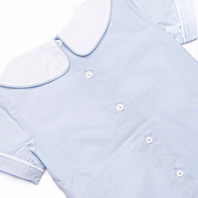 Manger Miracle Embroidered Short Set, Blue