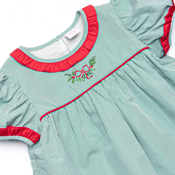 Christmas Keepsake Embroidered Dress, Green