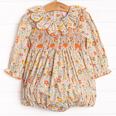 Pumpkin Bed Blooms Smocked Bubble, Pink