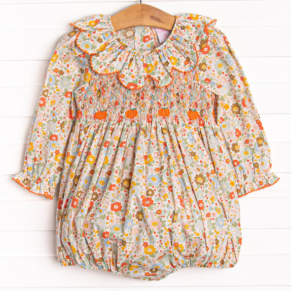 Pumpkin Bed Blooms Smocked Bubble, Pink