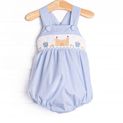 Castle Construction Smocked Sunsuit, Blue