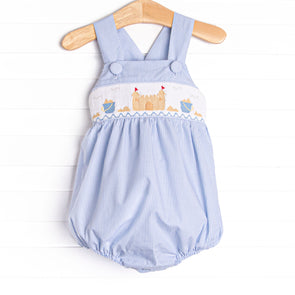 Castle Construction Smocked Sunsuit, Blue