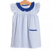 Leighton Flutter Sleeve Dress, Royal and Light Blue Stripe