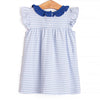 Leighton Flutter Sleeve Dress, Royal and Light Blue Stripe