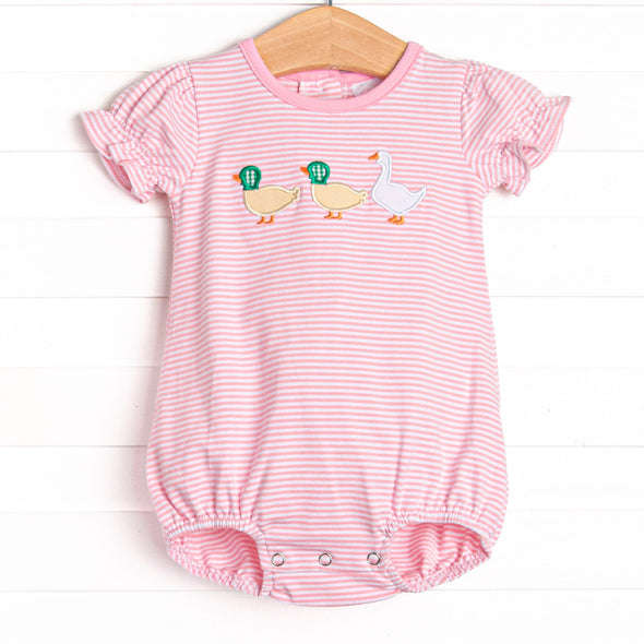 Duck, Duck, Goose Applique Bubble, Pink