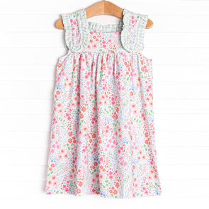 Flower Garden Fun Ruffle Strap Dress, Pink