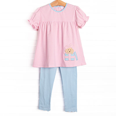 Birthday Barks Applique Legging Set, Pink