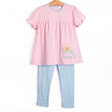 Birthday Barks Applique Legging Set, Pink