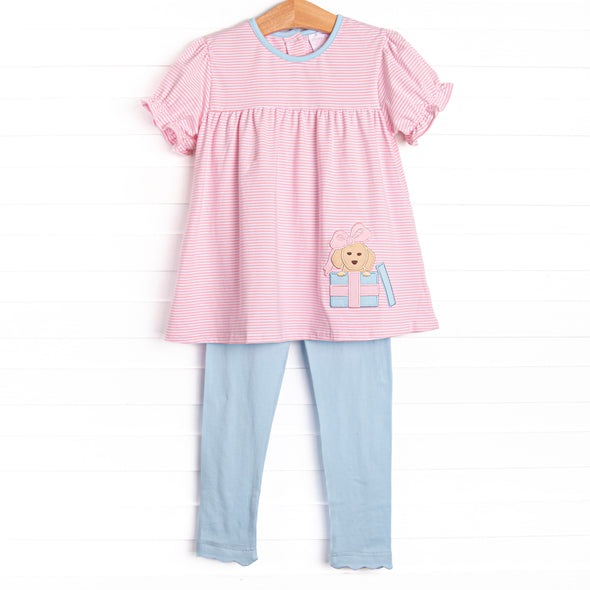 Birthday Barks Applique Legging Set, Pink