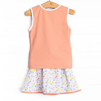 Watercolor Wildflowers Skort Set, Orange