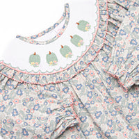Gardenias and Gourds Smocked Bubble, Green