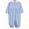 Gobble Gobble Smocked Boy Romper, Blue
