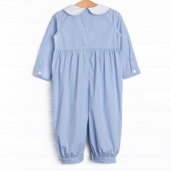 Gobble Gobble Smocked Boy Romper, Blue