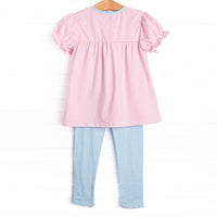 Birthday Barks Applique Legging Set, Pink