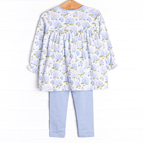 Hydrangea Blooms Legging Set, Blue