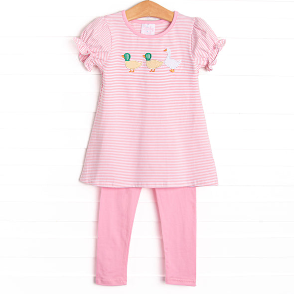 Duck, Duck, Goose Applique Legging Set, Pink