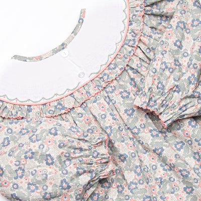 Gardenias and Gourds Smocked Bubble, Green