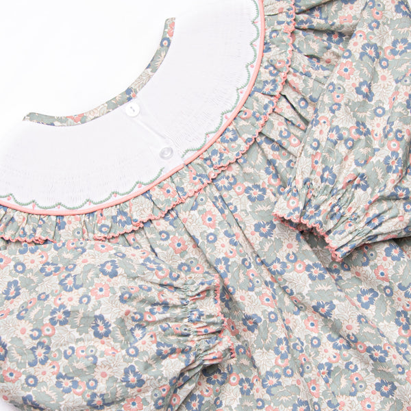 Gardenias and Gourds Smocked Bubble, Green