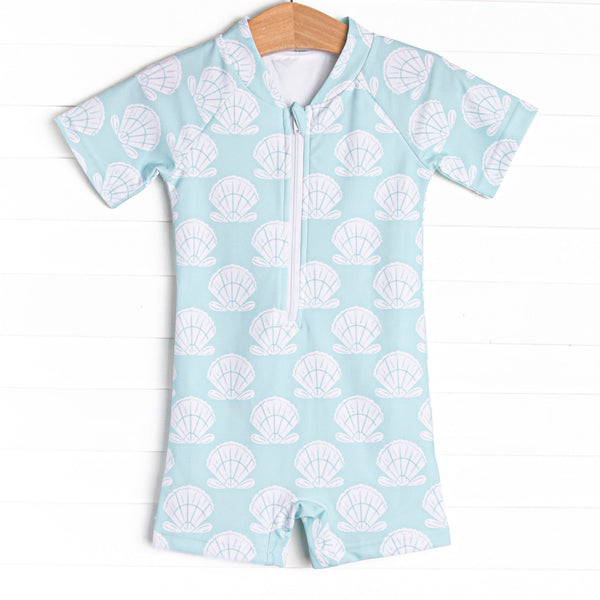 Shell Of A Time One Piece Rash Guard, Green