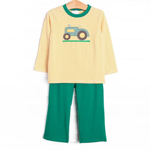 Clean Cut Applique Pant Set, Green