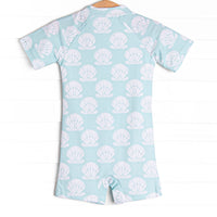 Shell Of A Time One Piece Rash Guard, Green