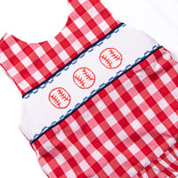 Big League Baller Smocked Diaper Set, Navy