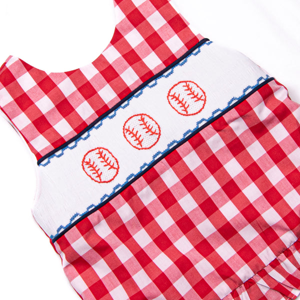 Big League Baller Smocked Diaper Set, Navy