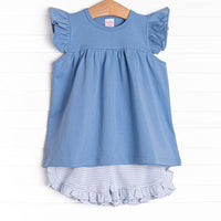 Caitlyn Pima Short Set, Light Blue Stripe