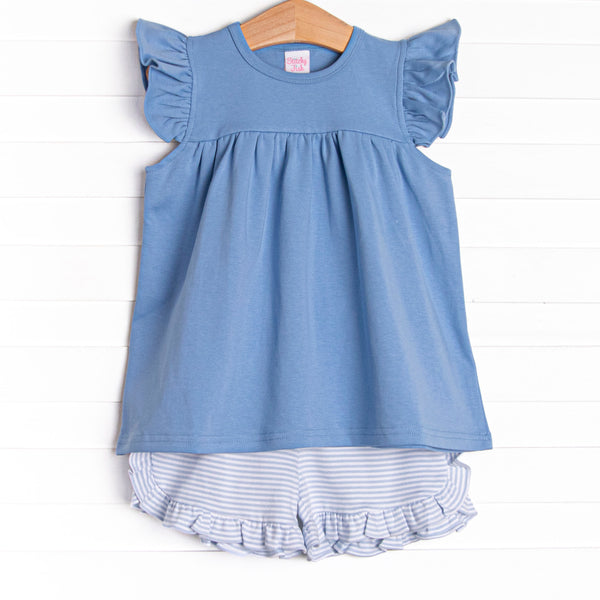 Caitlyn Pima Short Set, Light Blue Stripe